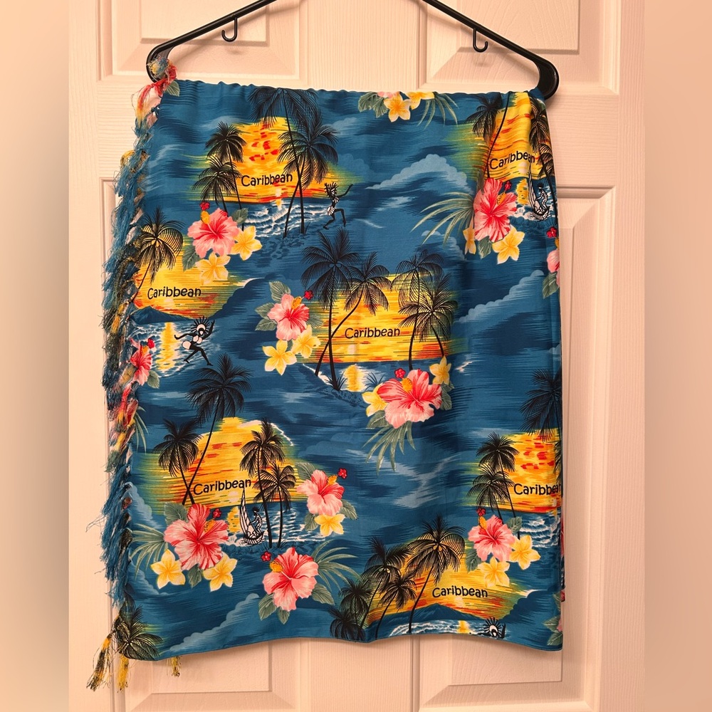 Caribbean Blue Floral Sarong